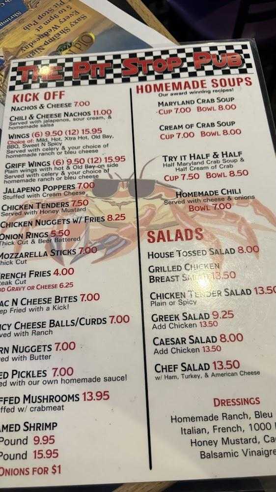 Pit Stop Pub Menu image 1